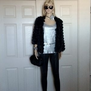 She+Sky faux fur jacket and purse